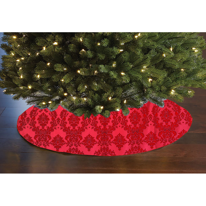 Jupe d'arbre de Noël damassé, Rouge