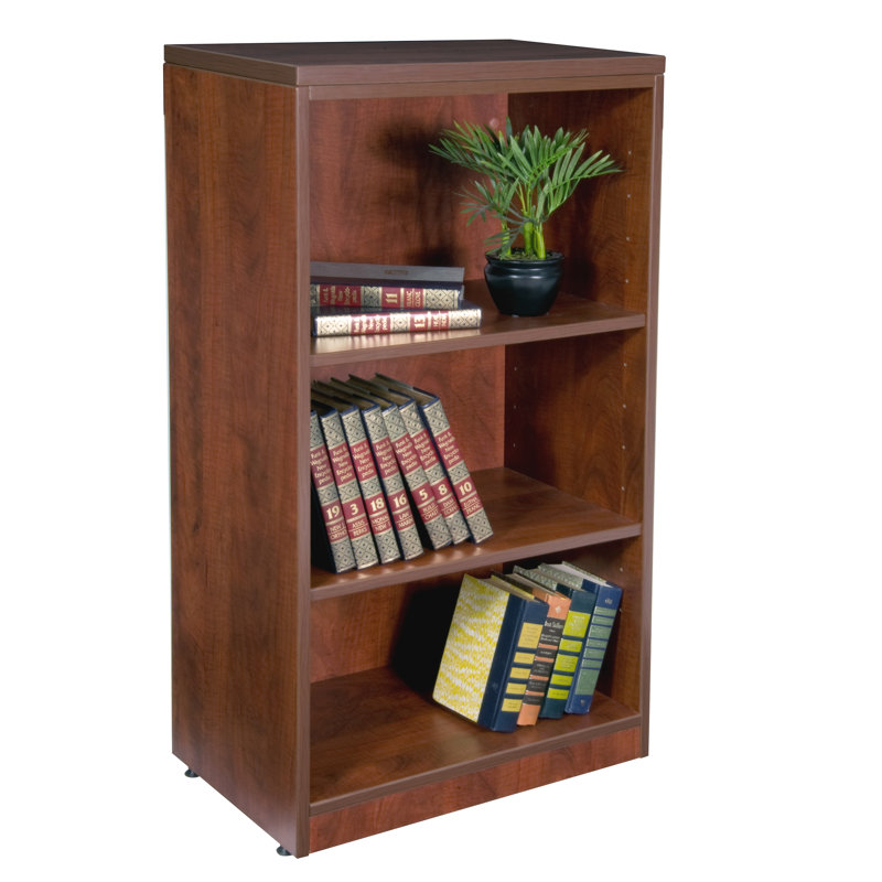 Nebih Reception Desk with Full Pedestal File Cabinet, Cherry