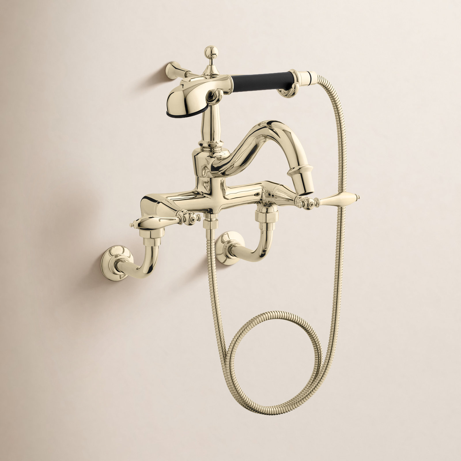 Finial Wall-Mounted Clawfoot Tub Faucet, Vibrant French Gold