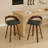 Leather Barstools Set Of 2 With Metal Footrest-1050874603