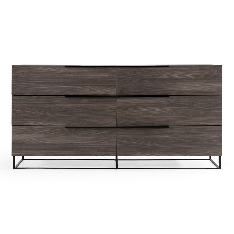 Ensemble de chambre à coucher avec lit tapissier plateforme 5 pièces Salisbury, Reine, Noyer gris