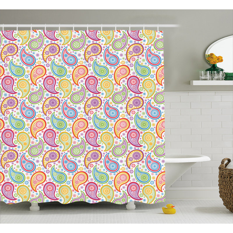 Paisley Shower Curtain with Hooks Included, 69" W x 75" L