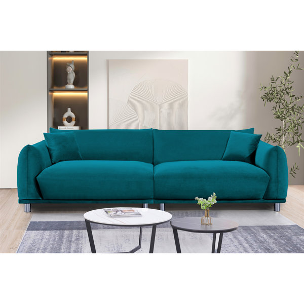 East Side Teal Blue,Green Chenille Fabric Chaise Sofa - Rooms To Go