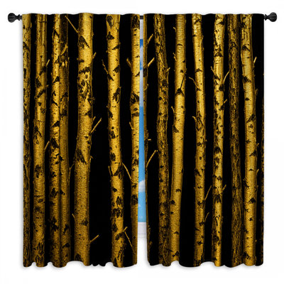 Golden Birch Trees Window Curtains Trees Sheer & Room Darkening - 2 Panels
