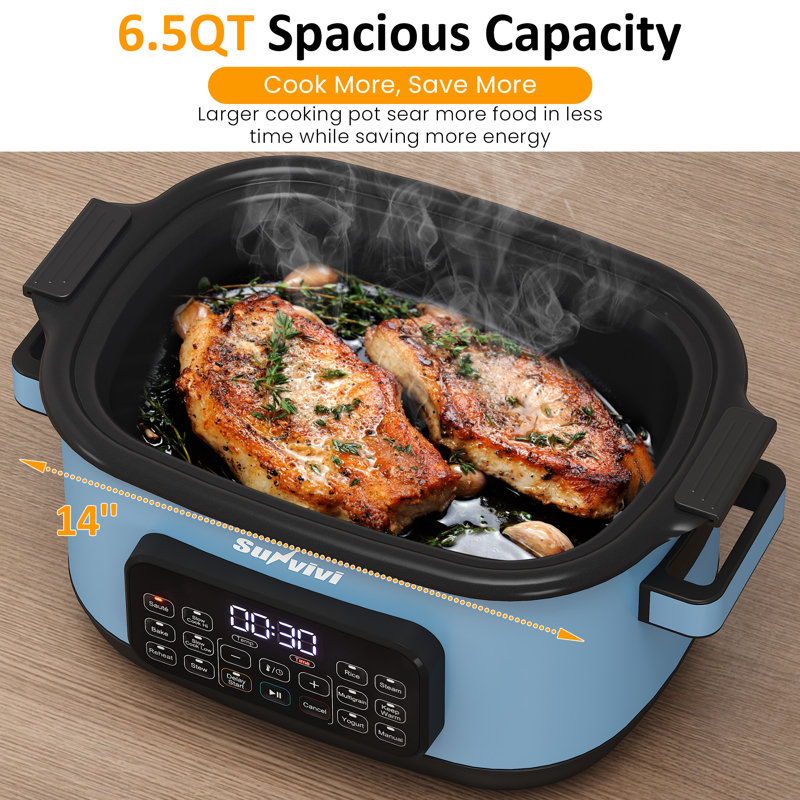 6.5QT 12-In-1 Programmable Multi Slow Cooker, Blue