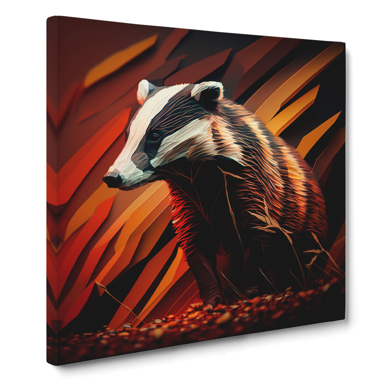 Badger Abstract Art - Wrapped Canvas - Framed Print, 50cm H x 50cm W x 3cm D
