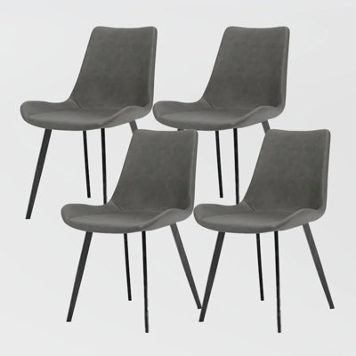 Modern Faux Leather Dining Chairs Set Of 4, Black Metal Dining Chairs, Dining Room Side Chairs, Minimalist Dining Chairs