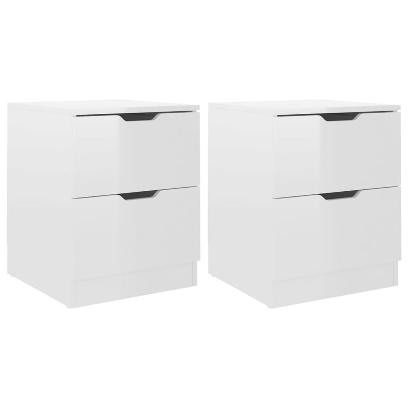 Brenza Block Side Table Set, Gloss White