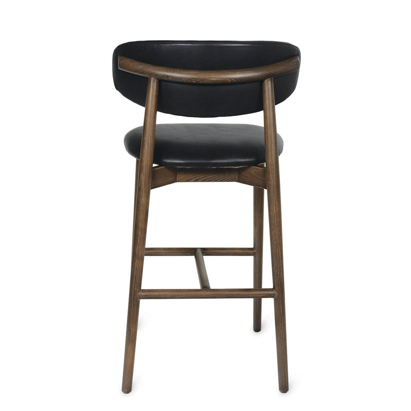 Ethan Leather Bar Stool, Black