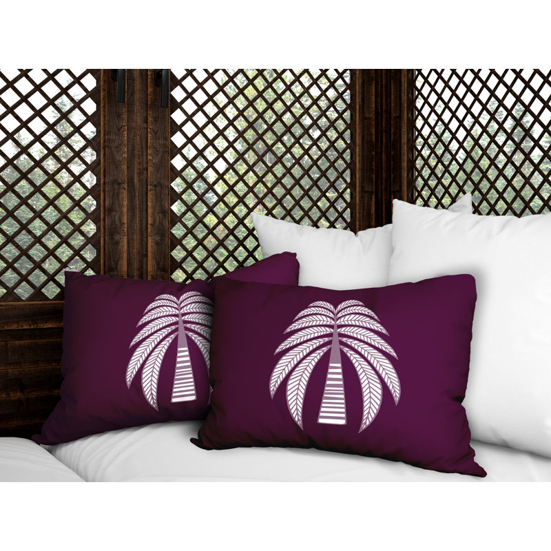 Floral Outdoor Reversible Throw Pillow, Purple