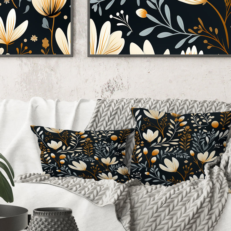 Coussin décoratif en polyester floral, 18 po x 18 po
