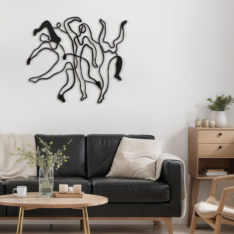 Décoration murale en métal, H 30 po x l 30 po x P 0,05 po, Noir