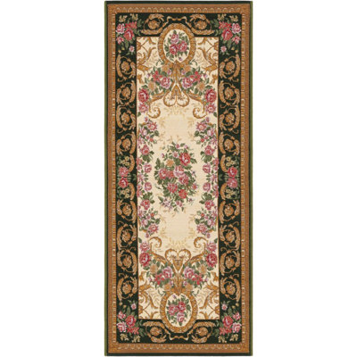 Traditional Outdoor Nile Rug Green and Ivory Color