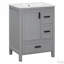 Meuble-lavabo de 24 po avec lavabo en céramique, porte à fermeture douce, tablette et tiroirs-609411624