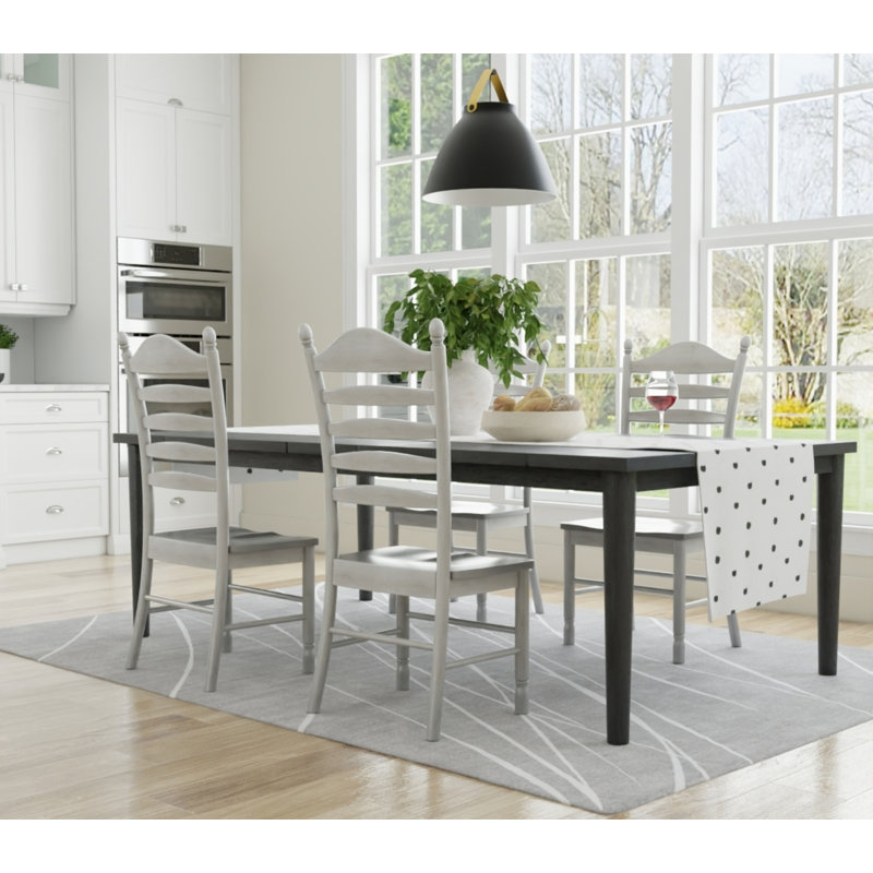 Classic White 42" Curved Ladder Back Dining Chair with Ergonomic Support, White Wash