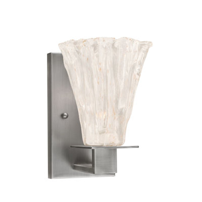 Apollo Wall Sconce Shown In Graphite Finish With 5.5" Fluted Italian Ice Glass