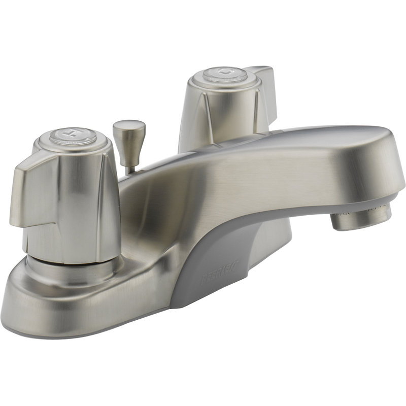 Centerset 2-handle Bathroom Faucet with Drain Assembly, Brushed Nickel