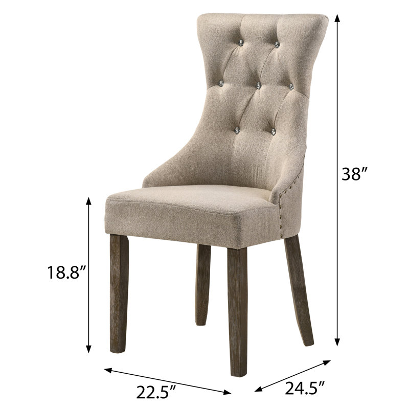 Chaises d'appoint de salle à manger (2) - Beige rembourré, dossier, pieds récupérés gris de 2 pieds rustiques avec dossier, siège moelleux et décor élégant