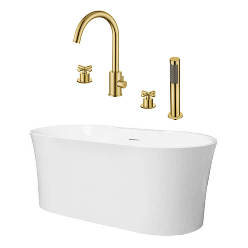 67 " L x 31.5 " W Freestanding and Mounting / Installation Required Air Porcelain Bathtub with Faucet, Brushed Nickel