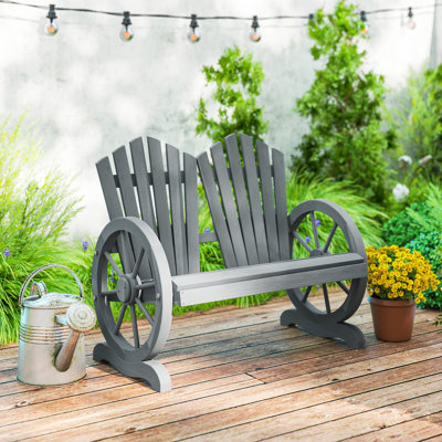 Outsunny 2 Seater Adirondack Garden Bench Comfortable Grey