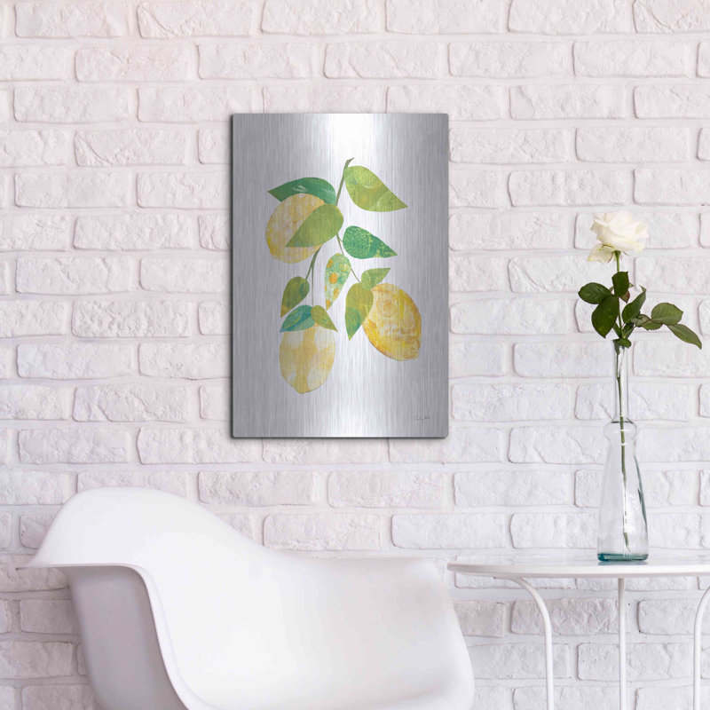 August Grove® «Summer Lemons I» par Courtney Prahl, art mural en métal, H 24 po x l 16 po