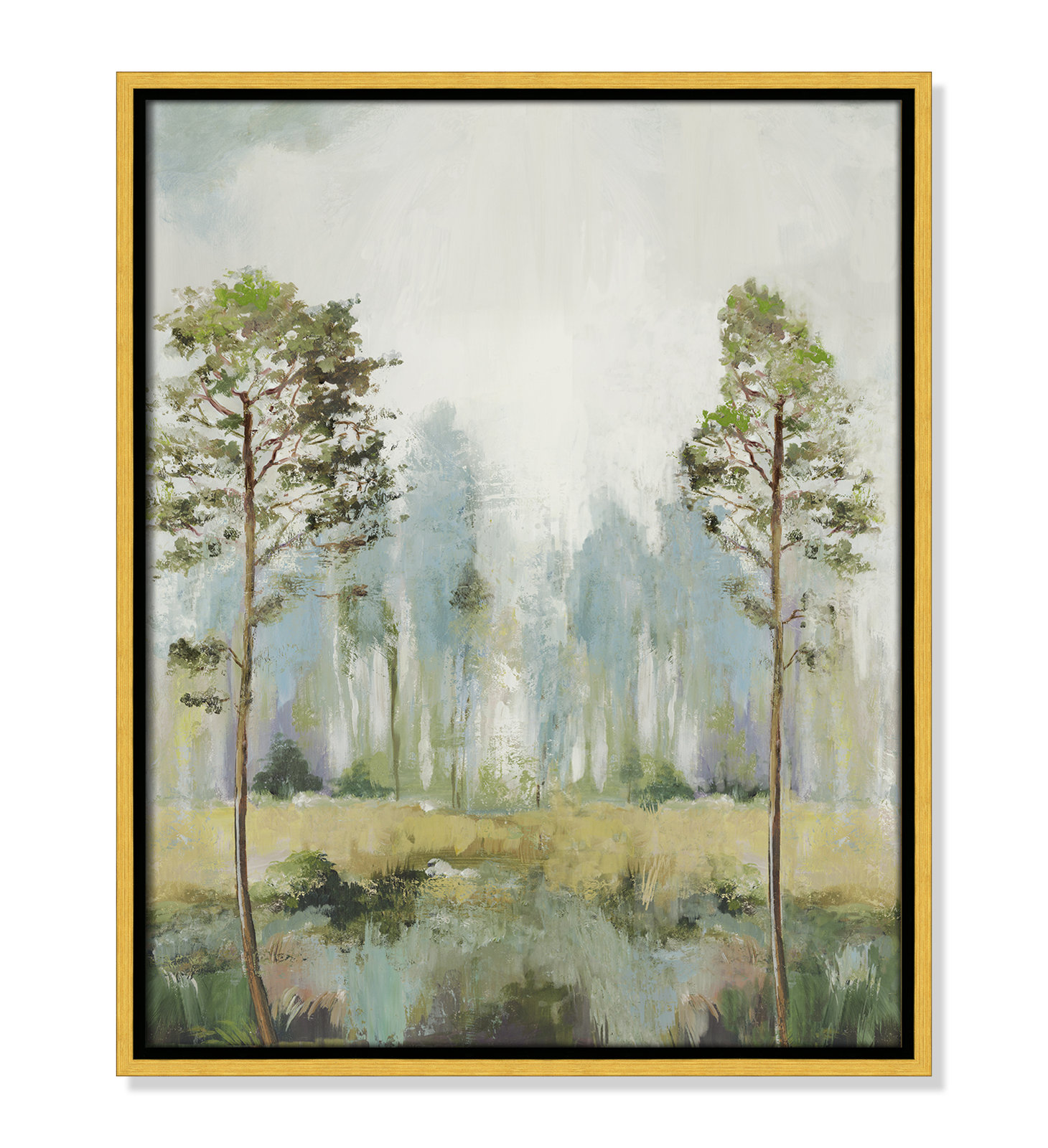 Teton "Tall Green Trees II" Print by Allison Pearce, 21.5" H x 17.5" W, Gold