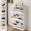 Armoire de rangement à chaussures à 3 niveaux avec tiroirs rabattables, range-chaussures autoportant pour 16 à 20 paires de 31,5 po de largeur pour le vestibule-1326306330