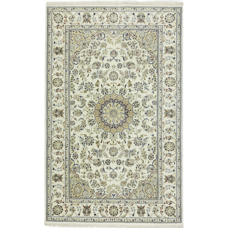Tapis de couloir oriental crème 3 x 14 Indo Nain, Rectangle 8 pi 10 po x 12 pi 2 po