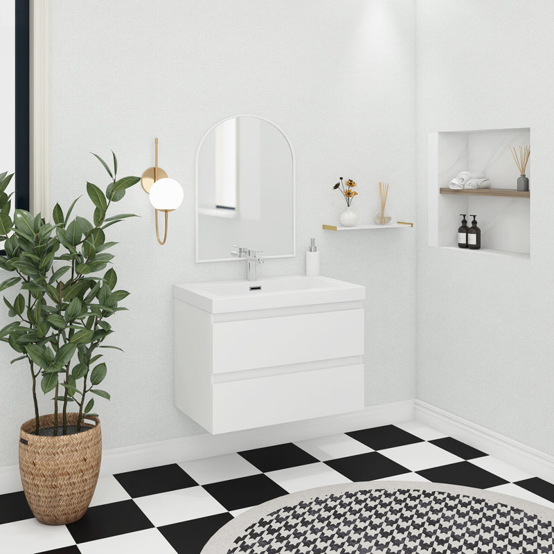 Meuble-lavabo mural simple 30 po avec surface solide