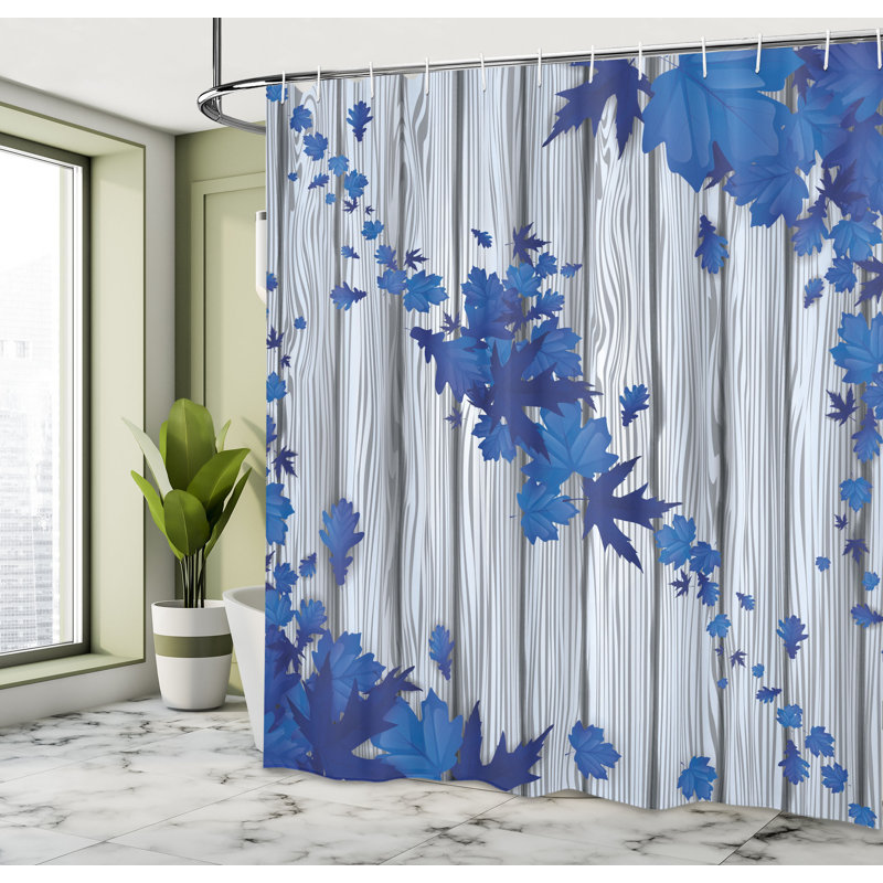 Ensemble de rideau de douche et crochets Autumn, Bleu de cobalt, H 69 po x l 75 po