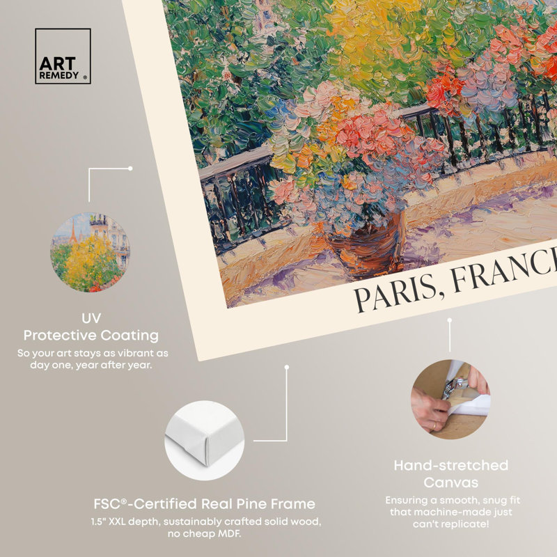 Affiche inspirée «Le Marché aux Fleurs Monet» par Art Remedy, H 24 po x l 20 po, Toile tendue