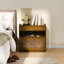 Table de chevet Farmhouse avec station de charge USB, 2 tiroirs et tablette ouverte - Table de chevet moderne Mid-Century-458769075
