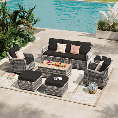 Ensemble de mobilier d'extérieur 3 pièces, noir