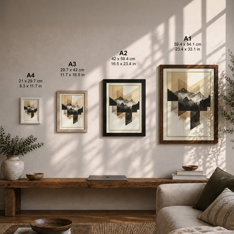 Fragmented Mountain Modern - Framed Print, A4 - 29.7 x 21.0 cm, Unframed