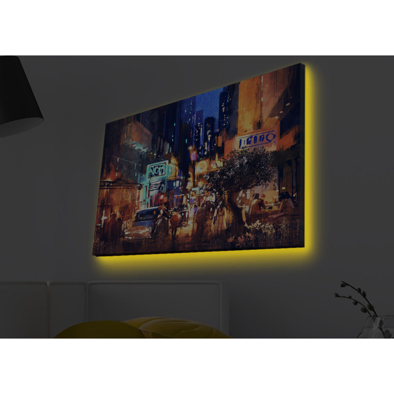 Superbe peinture sur toile décorative à éclairage DEL de 17,7 po x 27,6 po | 100% toile de suède, cadre 100% bois, épaisseur: 1,2 po | Comprend des lumières DEL pour une lueur ambiante parfaite pour la décoration intérieure et les idées de cadeaux