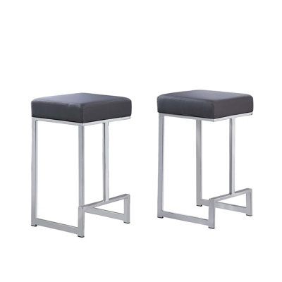Ensemble de tabourets de bar modernes en velours avec support lombaire et base en acier inoxydable (ensemble de 2)