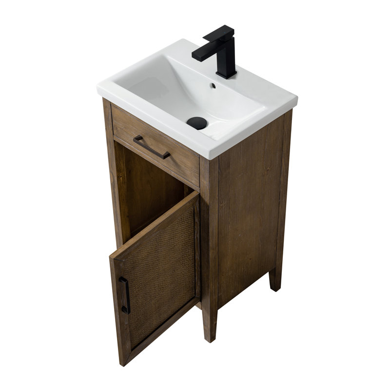 Meuble-lavabo simple 20 po avec comptoir en céramique Sebastiano, Brun antique / cuivre antique