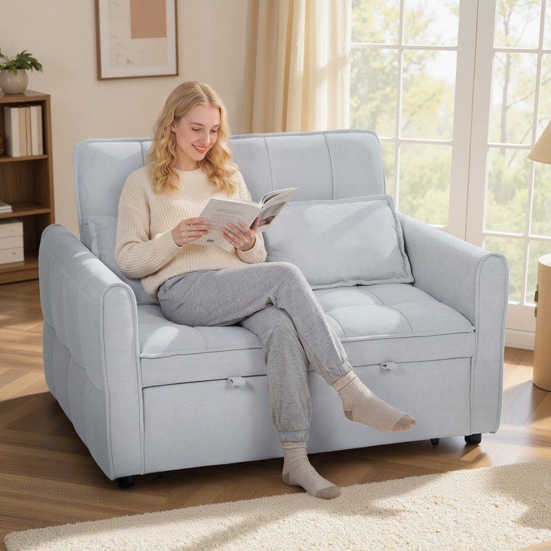 2 Seater Reclining Sofa, Light Grey