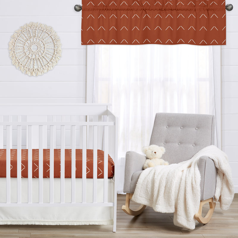 Diamond Tuft Orange and Ivory 54" Window Valance