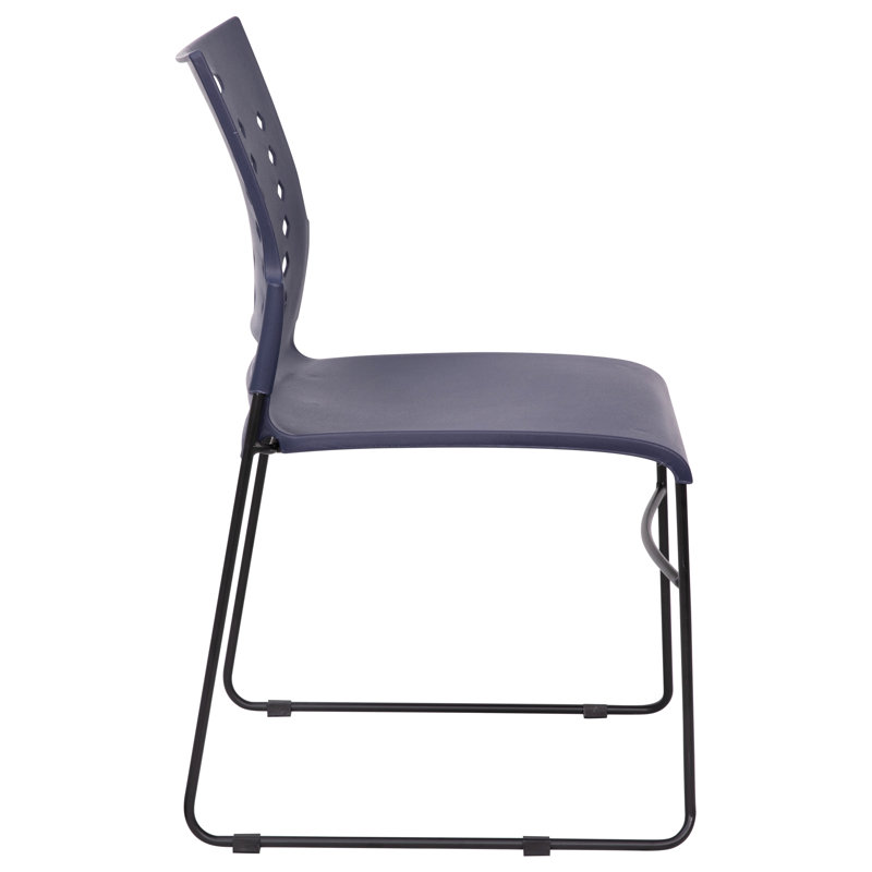 Navy Metal Ergonomic Stackable Chairs with Air-Vent Back, Set of 5