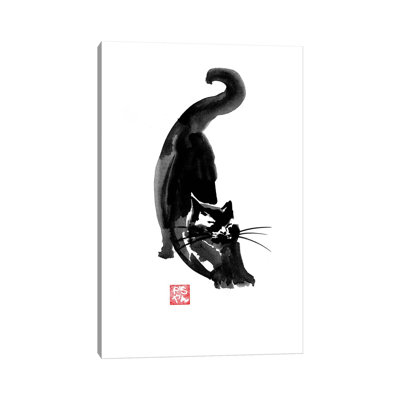 «Stretching Cat» par Péchane, reproduction d'art sur toile tendue