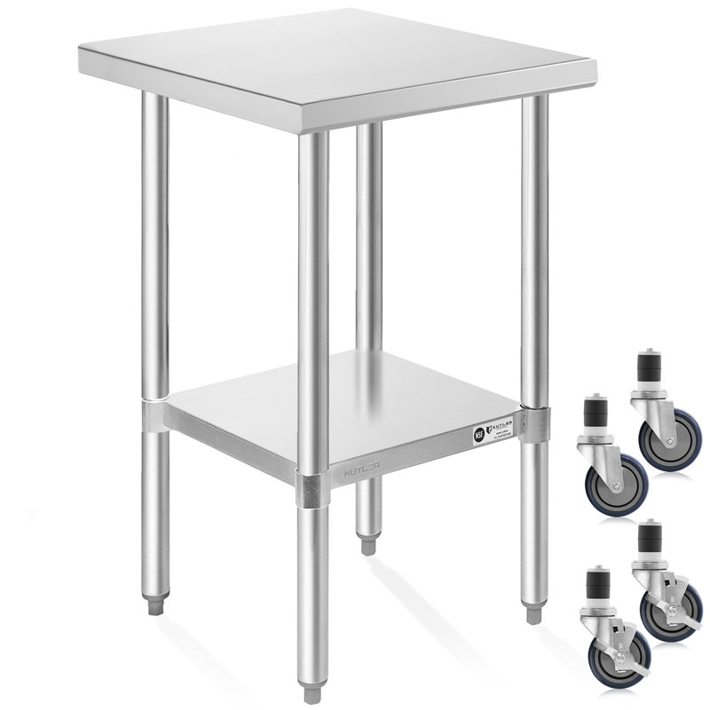 KUTLER Stainless Steel Commercial Prep Table with Wheels