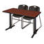 Neyland Cain T-Base training table and 2 Zeng stackable chairs-32520317-32520304-32520307