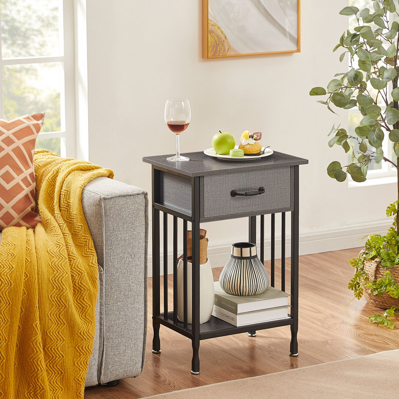 Kempst 15.7'' W Nightstand, Black/Hemp Gray, Individual
