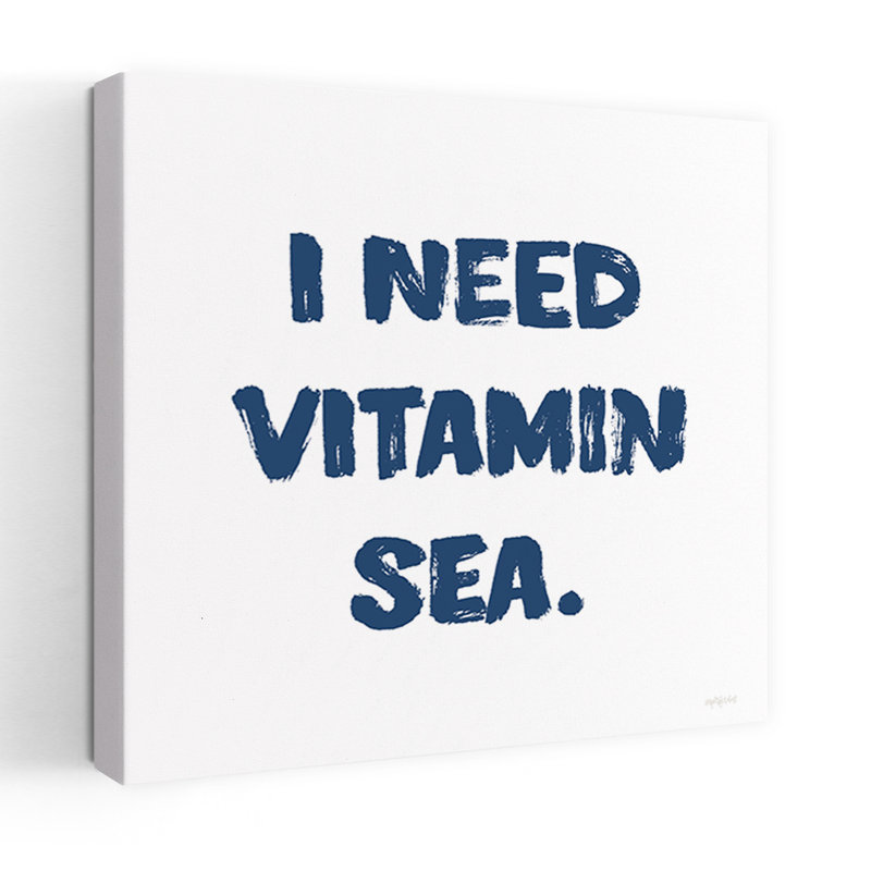 «I Need Vitamin Sea», art côtier abstrait fantaisiste, H 18 po x l 18 po
