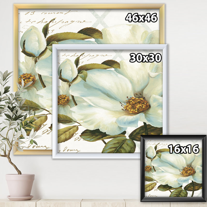 « white fleuring fleur close », reproduction d’art sur toile, Cadre blanc, H 16 po x l 16 po x P 1 po