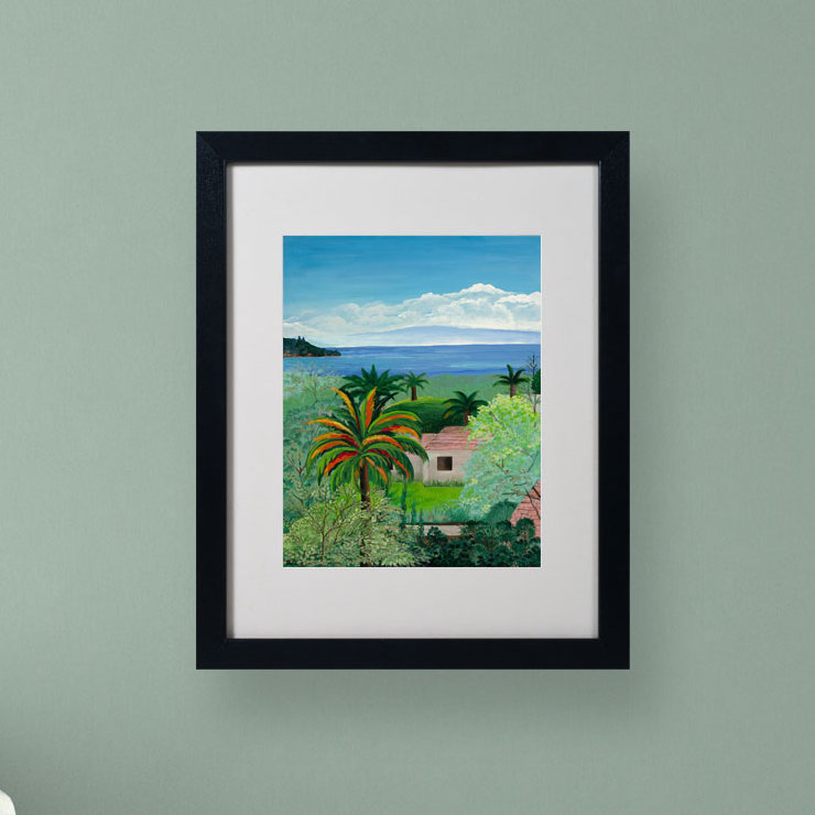 «Costa Rican Beach» par Anonyme - Reproduction d'art sur toile encadrée, H 14 po x l 11 po x P 0,5 po, Noir