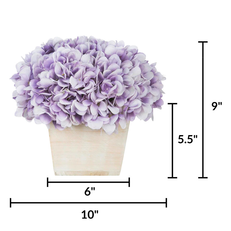 Arrangement d'hortensias lavande en pot synthétique, Lavande