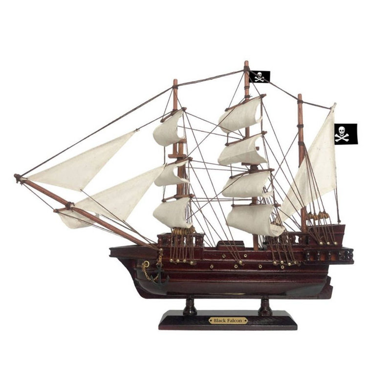 Capitaine Kidd'sfalcon, voilier pirate, H 15 po x l 12 po x P 3 po