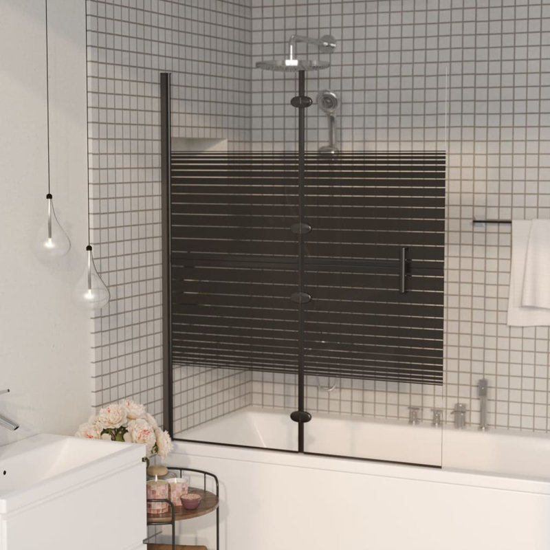 Apollinaire 800mm W x 1400mm H Folding / Bi-Fold Semi-Frameless Tub Door with Clear Glass, 140cm H x 120cm W x 0.4cm D